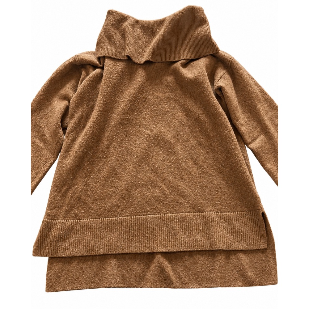 Banana Republic Brown Turtleneck Sweater Petite L High Low Hem Long Sleeve Knit - Picture 6 of 7